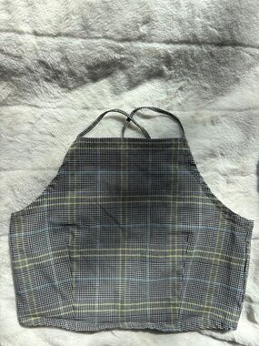 Garage Black Plaid Halter Crop Top